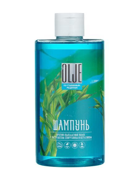 OLJE Натуральный шампунь против выпадения волос с экстрактом концентрата спирулины и кератина 450 мл в Тамбове