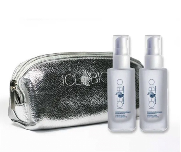 ICE BIO. Набор Сыворотка  2 шт омолаживающая для лица, шеи и зоны декольте 30мл, в косметичке в Тамбове